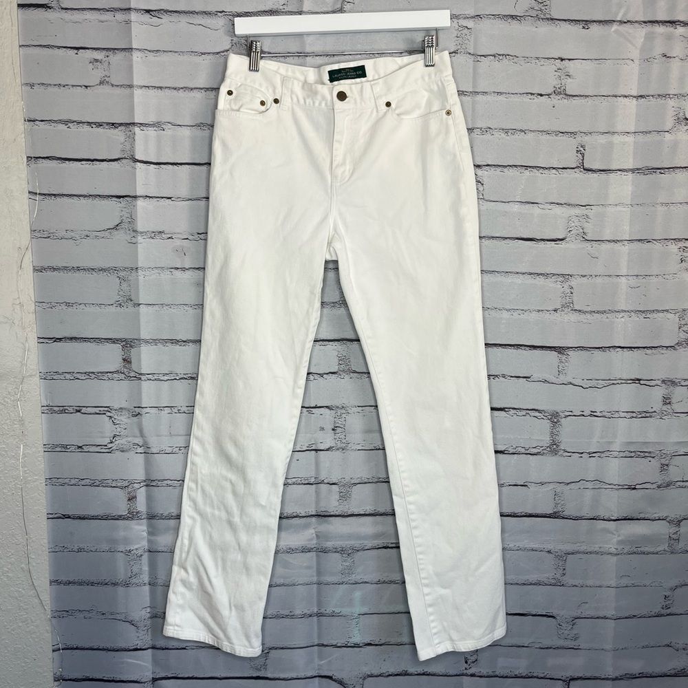 Lauren Jeans Co Ralph Lauren White Straight Leg Y2K Jeans Size 6 Low Rise Preppy